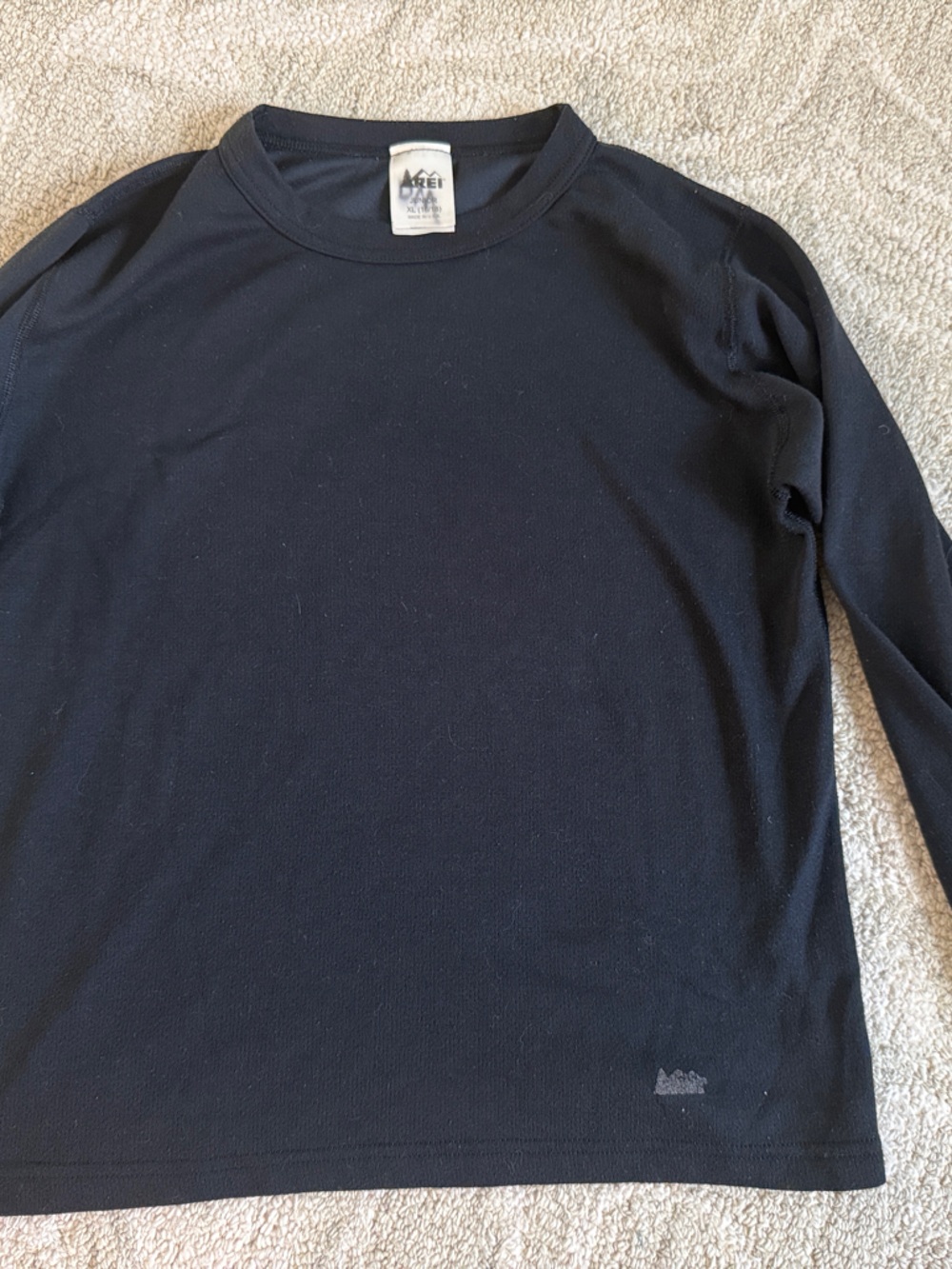 REI Black Long Sleeve Crew Tee Base Layer Size 14/16
